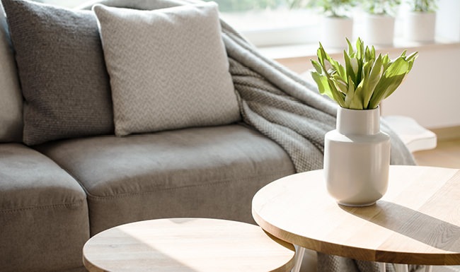 Large sofa in a well-lit room
